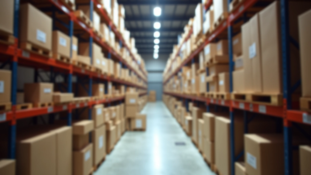 Entrepôt avec produits emballés et systèmes de gestion d'inventaire